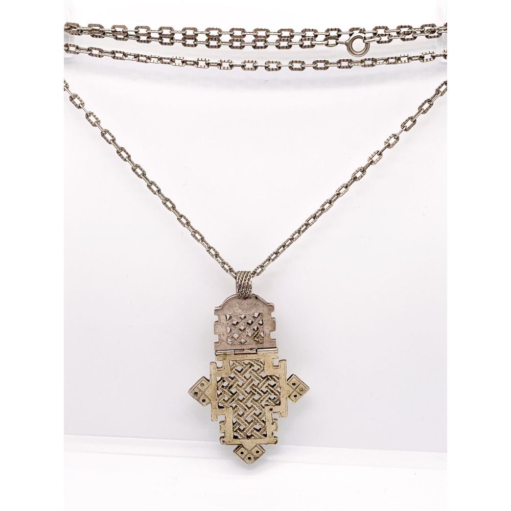 Antique Sterling Silver Hinge Pendant Necklace